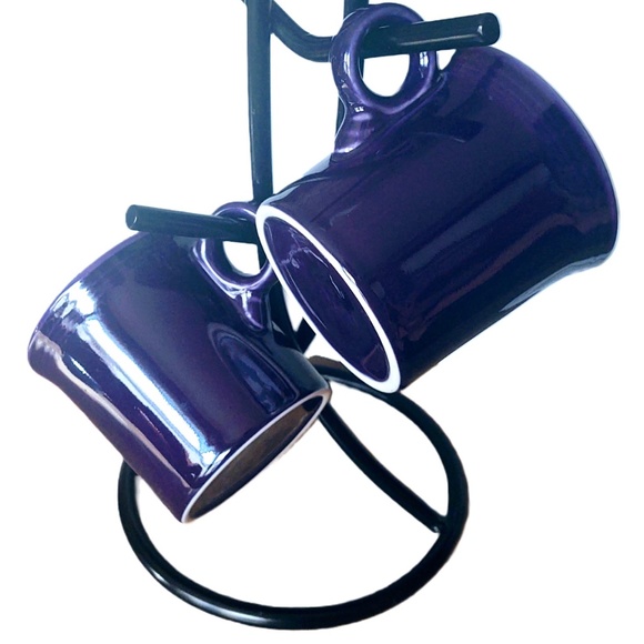 RETIRED FIESTA COLOR PLUM PAIR OF COFFEE MUGS - Picture 2 of 8